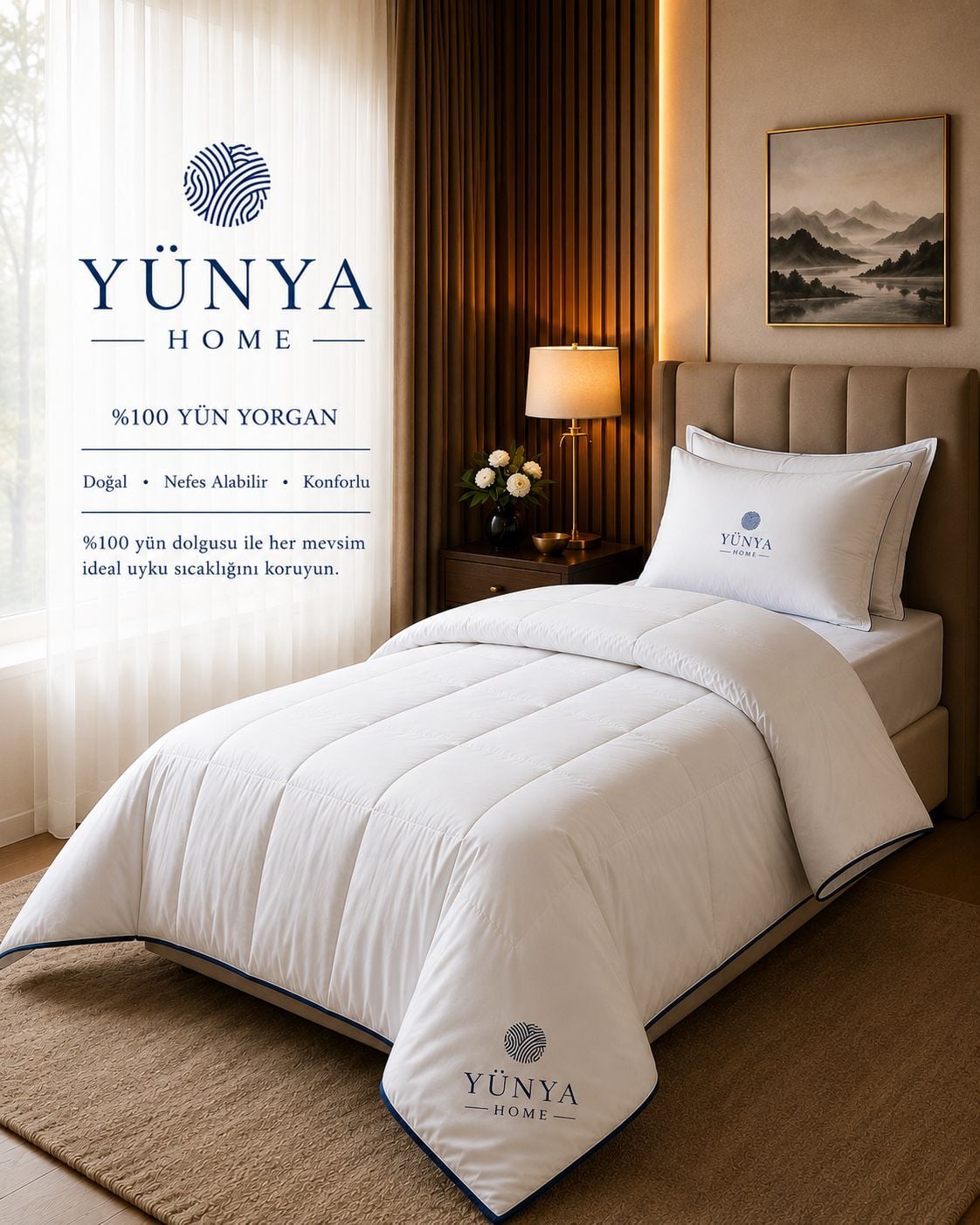 %100 YÜN Yorgan Tek Kişilik (155×215) | Doğal ve Nefes Alan Premium Yorgan